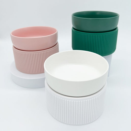 Ceramic Pet Bowl with Ribbed Stand - Deals Lab