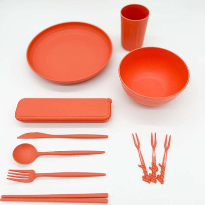 The 32-Piece Wheat Straw Tableware Picnic Set - Deals Lab