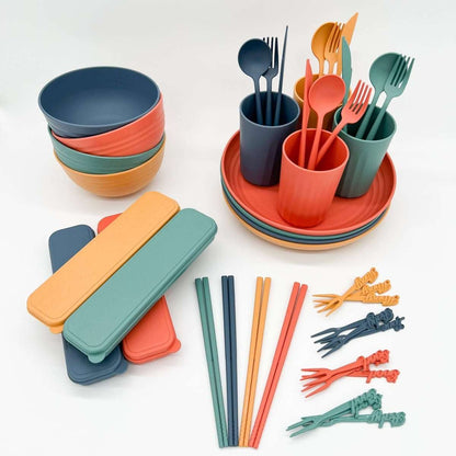 The 32-Piece Wheat Straw Tableware Picnic Set - Deals Lab